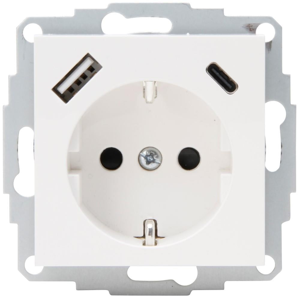 Enzo Kopp HK07 WIT inbouw stopcontact | RA + USB +USB-C - 4622116