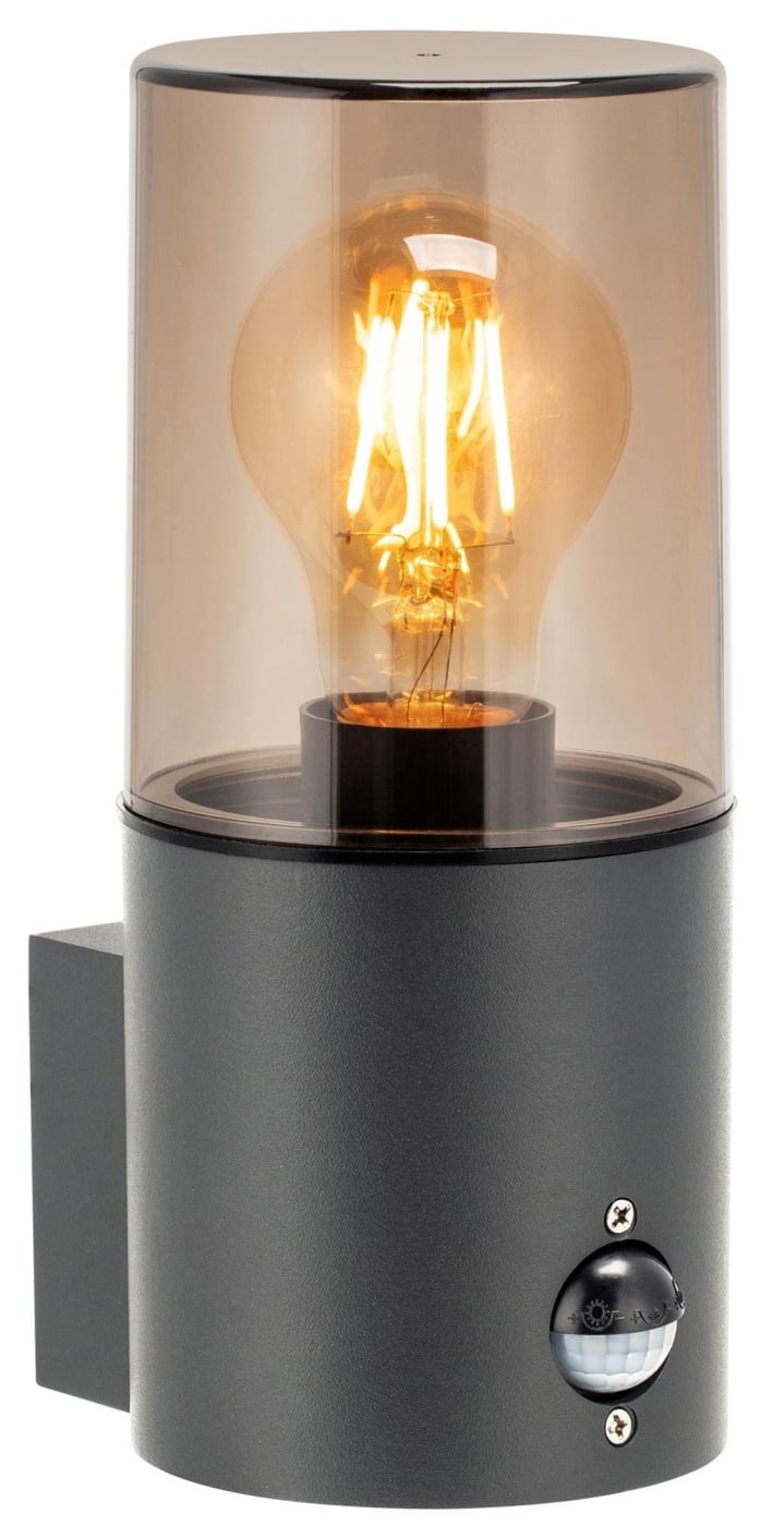Enzo Wandlamp | E27 | met sensor | rond | antraciet IP54 - 5087100
