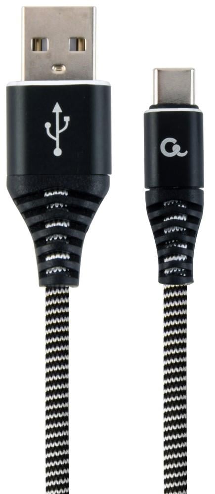 Cablexpert USB-C laadkabel | 1m | omvlochten | zwart-wit - 9530140