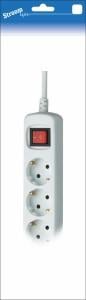 Stroomlijn TCD RA | 6-voudig | 3m snoer | wit | met schakelaar | 3x1qmm | max. 2500W - 66720121