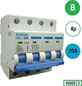Enzo Gacia Installatieautomaat 20A. B kar 4p GACIA 4517822