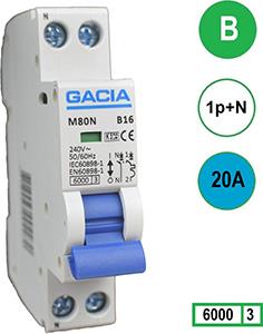 Enzo Gacia Installatieautomaat 20A. B kar 2p GACIA - 4517812