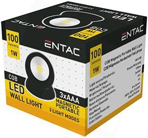 Entac LED Wandlamp met magneet zwart 1W 3xAAA - 5700420