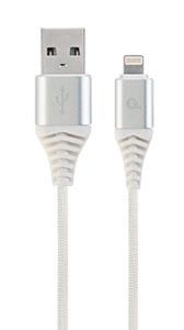 Enzo Cablexpert USB-Lightning laadkabel 1m omvlochten zilver wit 9530130