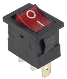 Enzo Wipschakelaar 1p aan-uit klein zwart/rood verlicht 7430715