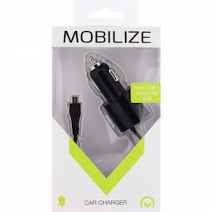 Enzo Mobilize USB autolader DUAL 4800mA + micro USB kabel zwart 1m 9540125