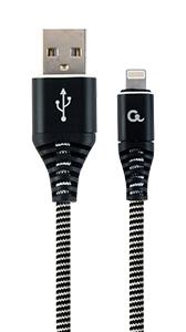 Enzo Cablexpert USB-Lightning laadkabel 1m omvlochten zwart wit 9530122
