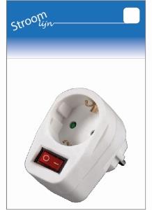 Randaarde stekkeradapter met schakelaar wit - 6640890
