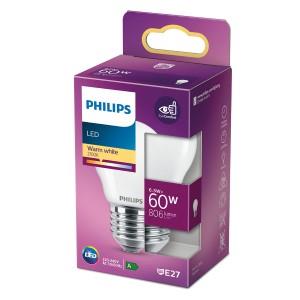 Philips LED kogel E27 6 5-60W 2700K filament mat blister 5101585