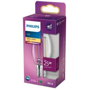 Philips LED kaars E14 2-25W 2700K filament helder blister 5100298