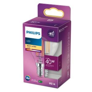Philips LED kogel E14 4,3-40W 2700K filament helder blister - 5101512