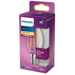 Philips LED kaars E14 6 5-60W 2700K filament helder blister 5100312