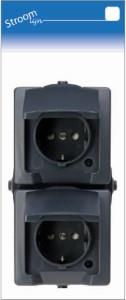 Enzo Kopp SWD opbouw stopcontact RA dubbel verticaal antraciet 6628230
