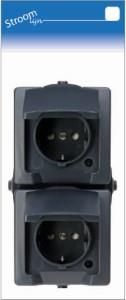 Kopp SWD opbouw stopcontact RA dubbel verticaal antraciet - 6628230