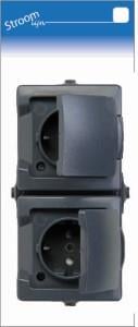 Enzo Kopp SWD opbouw stopcontact RA dubbel horizontaal antraciet 6628240