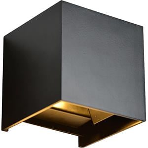 Enzo LED Wandlamp 2x3W up&down vierkant zwart 3000K 5082070