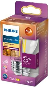 Philips LED kogel E27 2.5-25W filament helder WarmGlow blister 5101534