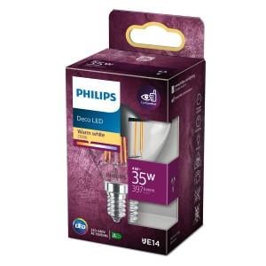 Philips LED kogel E14 4-35W 2700K filament kopspiegel blister 5103501