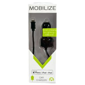 Enzo Mobilize USB autolader DUAL 4800mA + lightning kabel zwart 1m 9540126