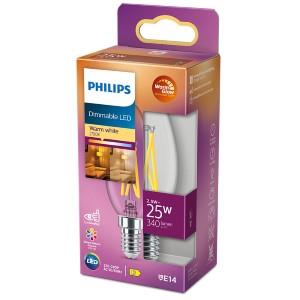 Philips LED kaars E14 2 5-25W filament helder WarmGlow blister 5100304