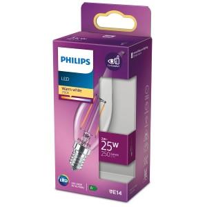 Philips LED tipkaars E14 2-25W 2700K filament helder blister 5100554
