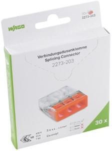 WAGO® Mini lasklem 3-voudig 3x0.5-2.5mm² - 2273-203 - 30 stuks in blister
