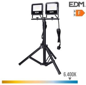 Enzo EDM LED Bouwlampen 2x30W op tripod statief 6400K IP65 zwart 5017631