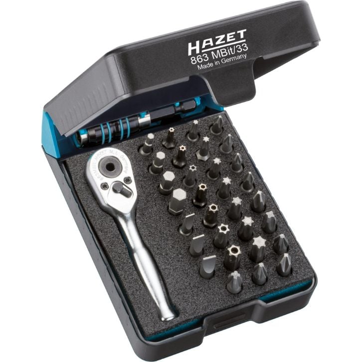 HAZET Bitset | 3-6 | PH1-PH3 | PZ1-PZ3 | T10H-T40H | 1/4 inch (6,3 mm) zeskant massief | Binnen-TORX®-profiel, Binnen-zeskant-profiel, Kruiskop