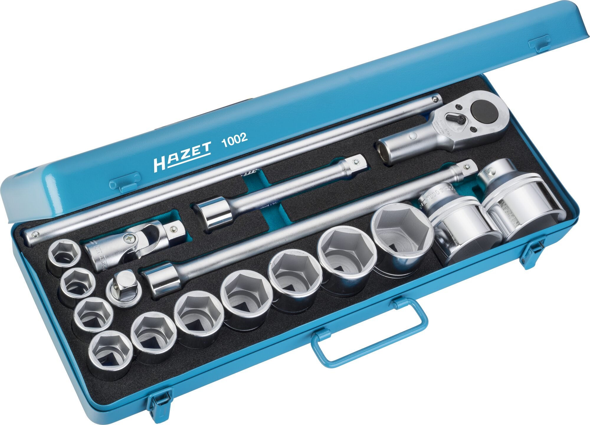 HAZET Dopsleutelset 1002 · 3/4 inch (20 mm) vierkant hol · Buiten-zeskant-profiel · 18-delig · 22 - 60