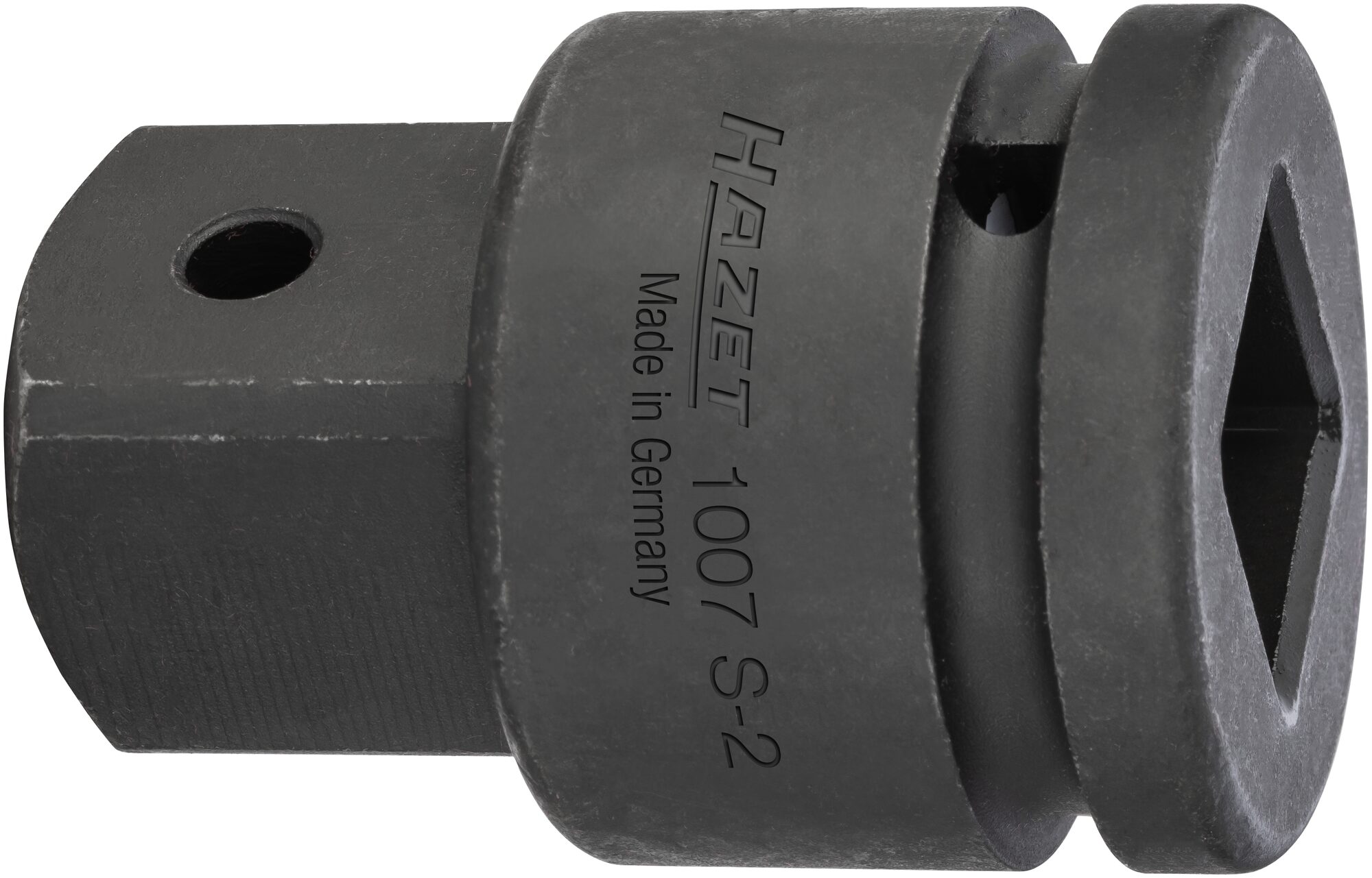 HAZET Vergrotingsstuk 1007S-2 · 3/4 inch (20 mm) vierkant hol · 1 inch (25 mm) vierkant massief · Lengte: 65 mm