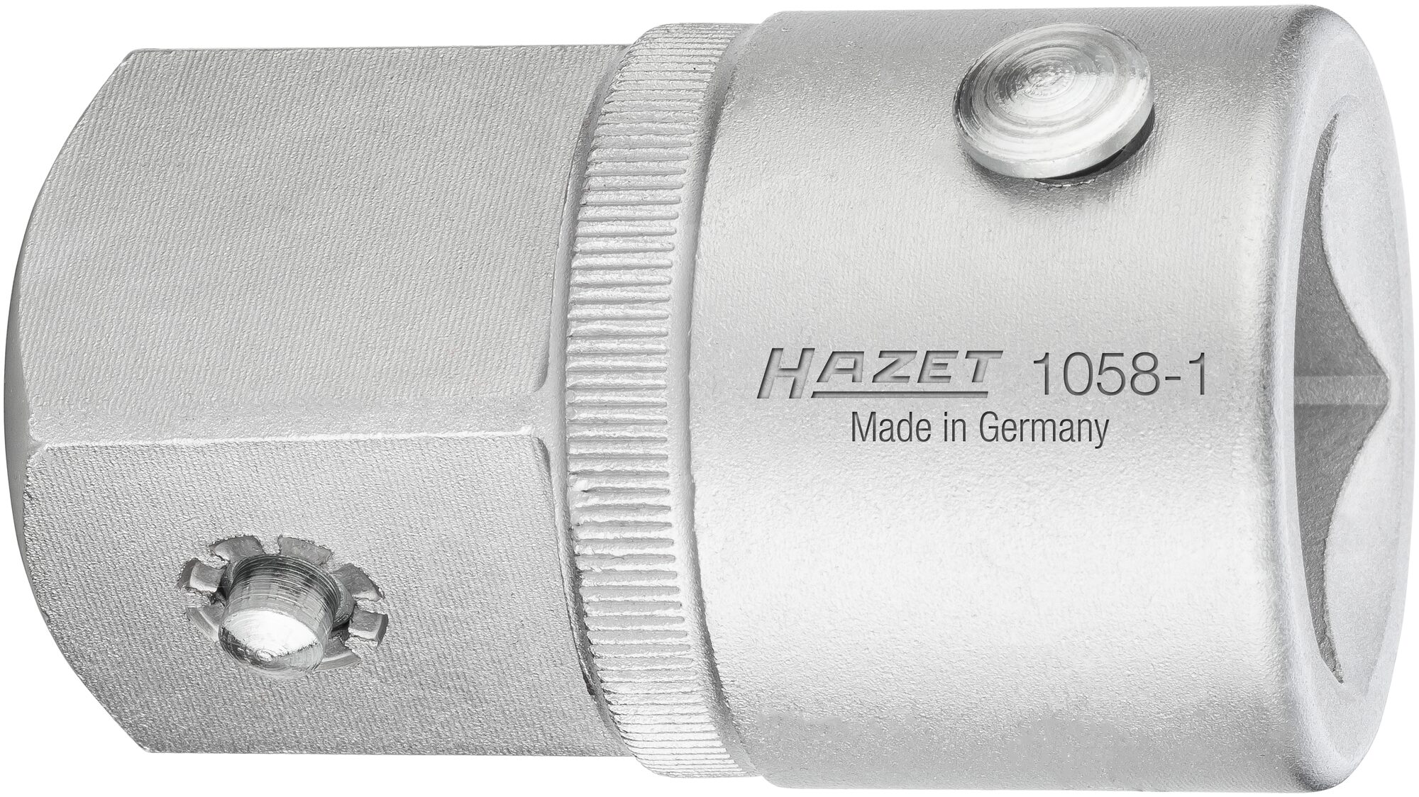 HAZET Vergrotingsstuk 1058-1 · 3/4 inch (20 mm) vierkant hol · 1 inch (25 mm) vierkant massief · Lengte: 60,6 mm