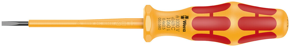 Wera 1060 i VDE-geïsoleerde Kraftform sleuf-schroevendraaier, 0.4 x 2.5 x 80 mm - 05051580001