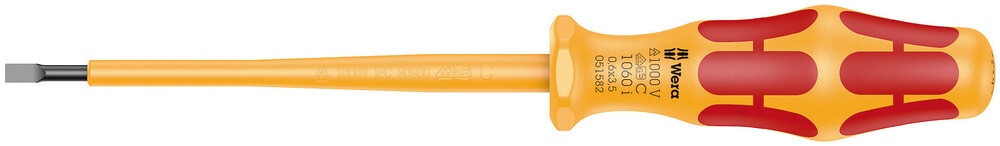 Wera 1060 i VDE-geïsoleerde Kraftform sleuf-schroevendraaier, 0.6 x 3.5 x 100 mm - 05051582001