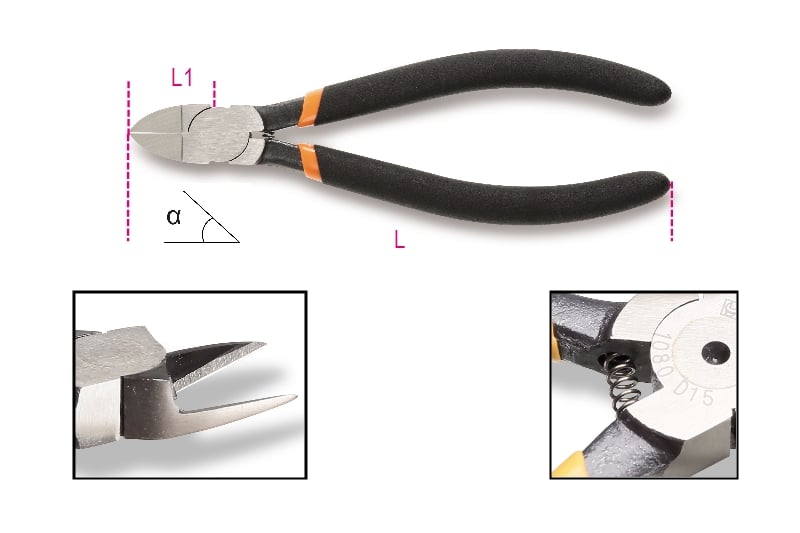 Beta Zijkniptang, handgreep voorzien van twee laags anti-slip PVC' materiaal 1080D 45 - 010800045