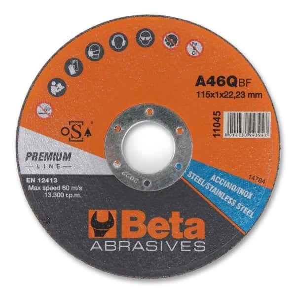 Beta 11045 1,0 Abrasive steel and stainless steel cutting discs | thin | with flat centre | 25 stuks - 110450010 110450010