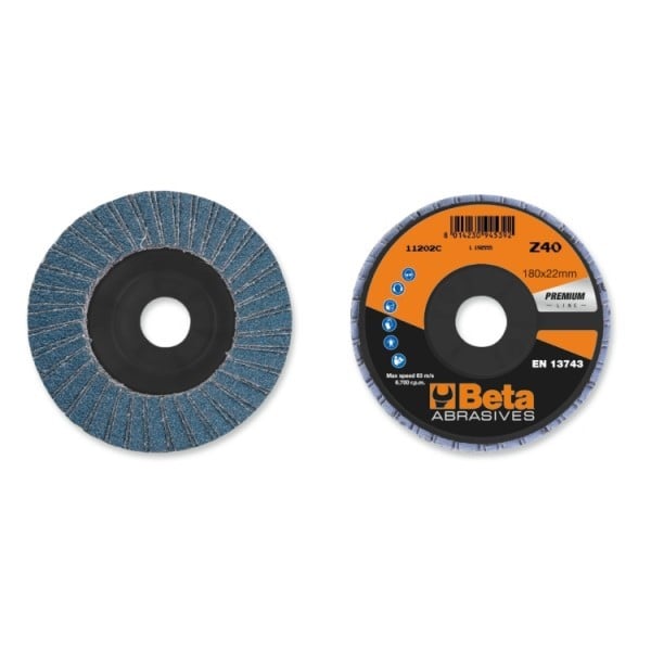 Beta 11204A 80 Lamellen slijpschijf met zirkonium schuurmateriaal | glasfiber steunschijf | enkele lamel constructie | 10 stuks - 112040008 112040008