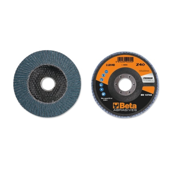 Beta 11204B 40 Lamellen slijpschijf met zirkonium schuurmateriaal | glasfiber steunschijf | enkele lamel constructie | 10 stuks - 112040104 112040104
