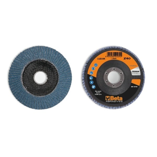Beta 11210A 60 Lamellen slijpschijf met zirkonium schuurmateriaal | glasfiber steunschijf | enkele lamel constructie | 10 stuks - 112100006 112100006
