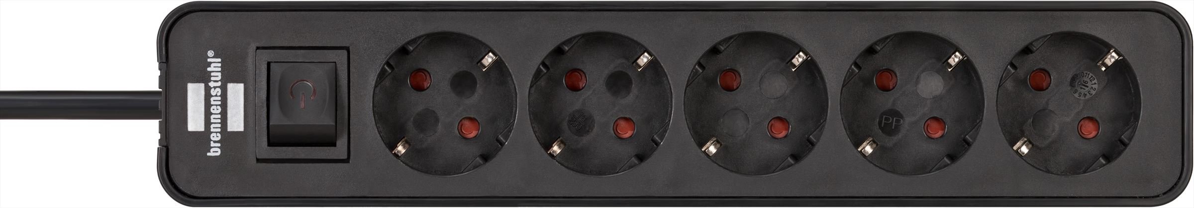 Brennenstuhl Ecolor stekkerdoos 5-voudig zwart 1,5m H05VV-F 3G1,5 - 1153250000