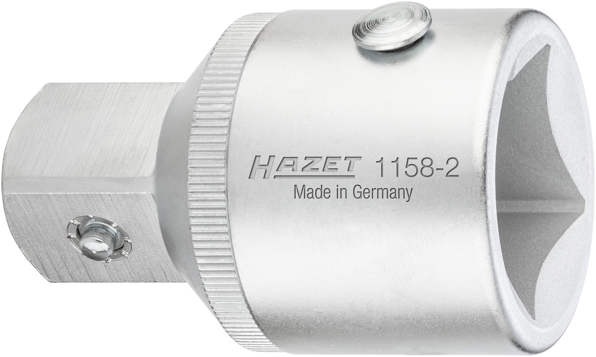 HAZET Verloopstuk 1158-2 · 1 inch (25 mm) vierkant hol · 3/4 inch (20 mm) vierkant massief · Lengte: 70 mm