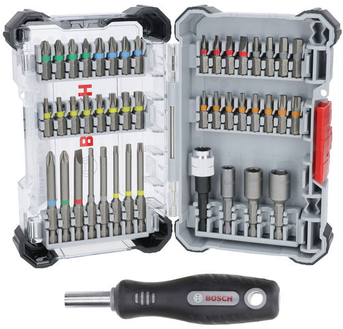Bosch Accessoires 44+1 delige schroefbitset en doppen in cassette - 2607017732