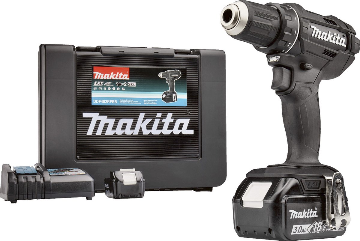 Makita DDF482RFEB 18v Boor-/schroefmachine Black Edition 3,0 Ah accu (2 st), snellader, Koffer