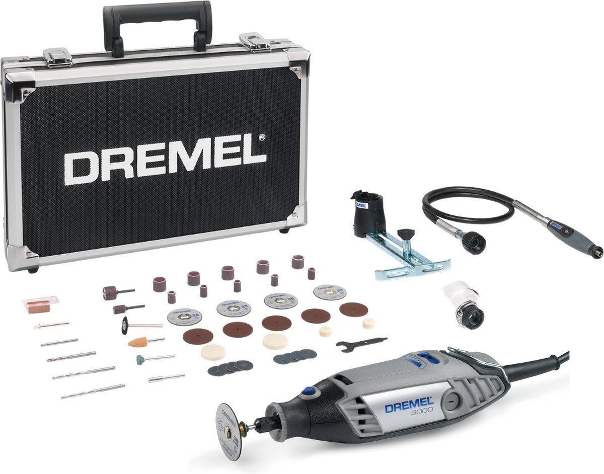 Dremel Limited Edition 3000VF (3000-3/45) - Inclusief 45 accessoires, Flexibele as, Lijn- en Cirkelgeleider, Comfort Guard beschermkap en luxueuze aluminium opbergkoffer