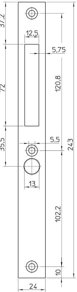 Nemef P 1205H/17 Sluitplaat | RVS 24x243mm rechthoekig | DR 1+2+3+4 | rvs - 9120590270