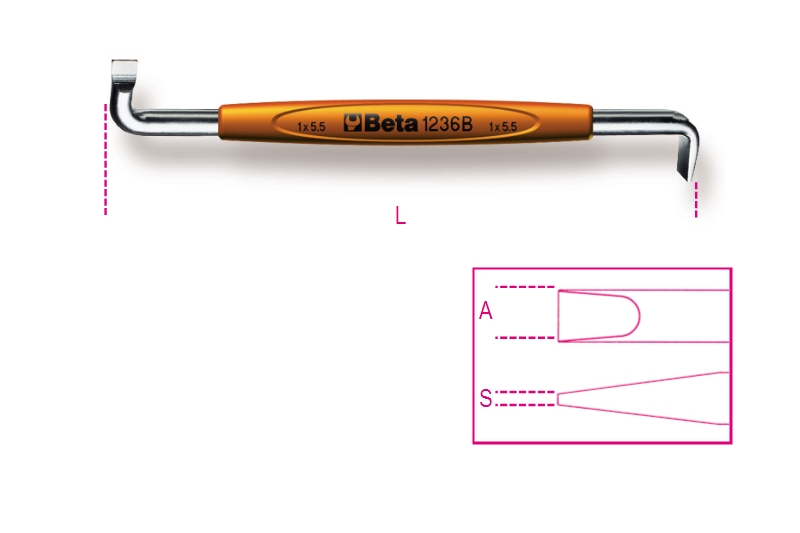 Beta Haakse schroevendraaiers voor sleufschroeven 1236B 1,2X8 - 012360204