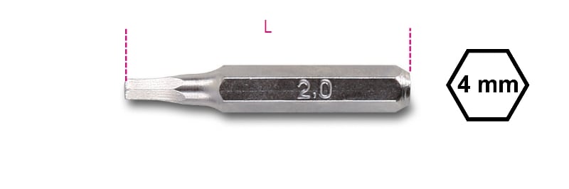 Beta 4-mm bits voor schroeven met binnenzeskant profiel 1256PE 2,0 - 012560025