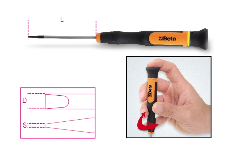 Beta Micro-schroevendraaiers voor sleufschroeven 1257LP 2,0 - 012570020