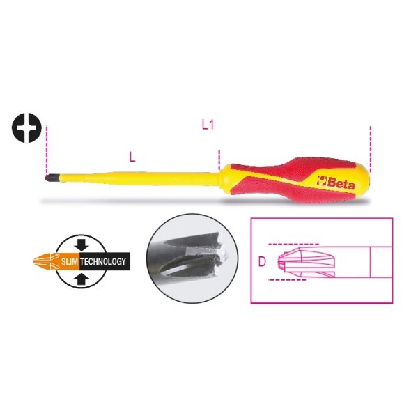 Beta 1275MQ/C Schroevendraaiers voor gecombineerde PH kruis en sleufschroeven - 012750409 012750409