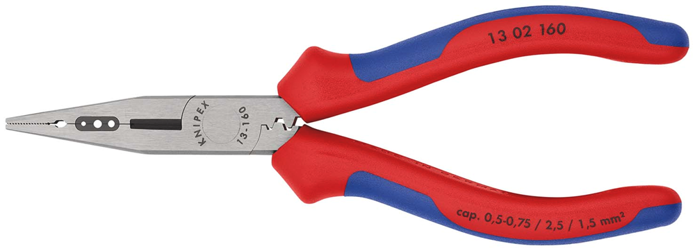 Knipex Bedradingstang | Meer-componentengrepen | Zwart geatramenteerd | Lengte 160 mm | Zelfbedieningskaart/blister - 13 02 160 SB
