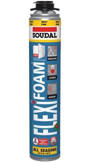 Soudal - Flexifoam Gun Recy Incl. Statiegeld | Elastisch PU Schuim | Blauw | 750 ml - 131421